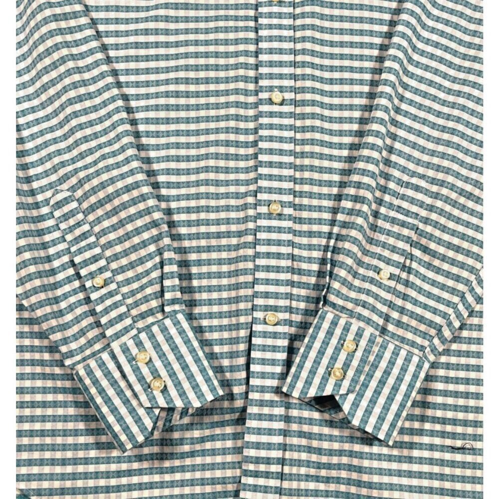 Thomas Dean Men’s Cotton Checkered Button Front Shirt - Sky Blue - L - Picture 6 of 6